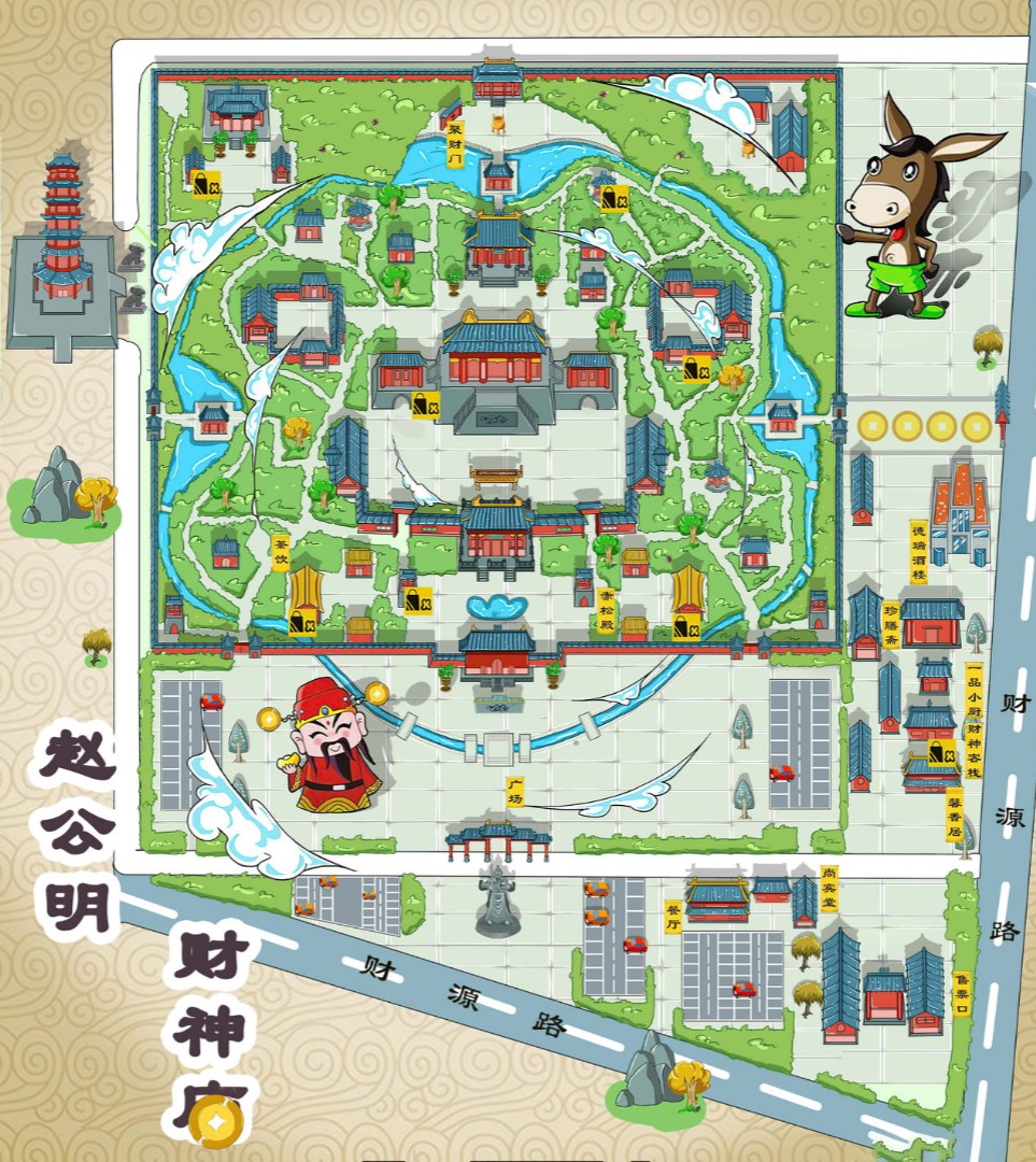 东昌寺庙类手绘地图